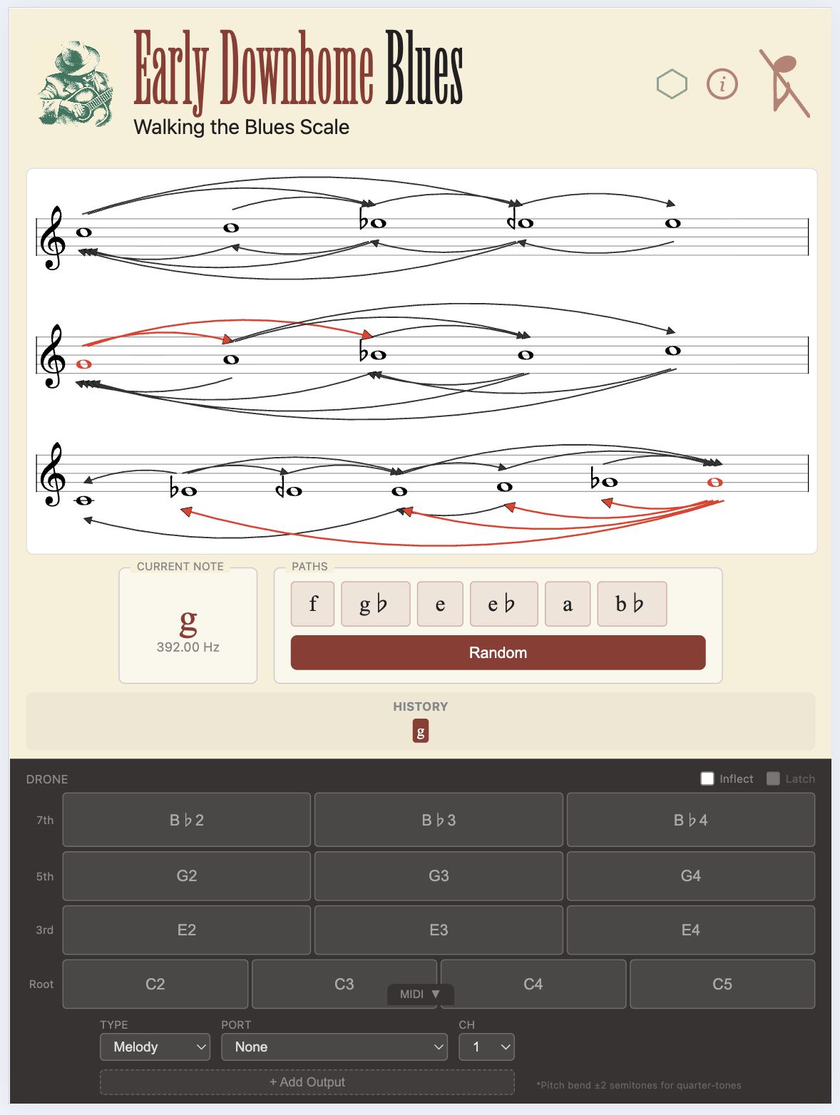 Early Downhome Blues web application interface